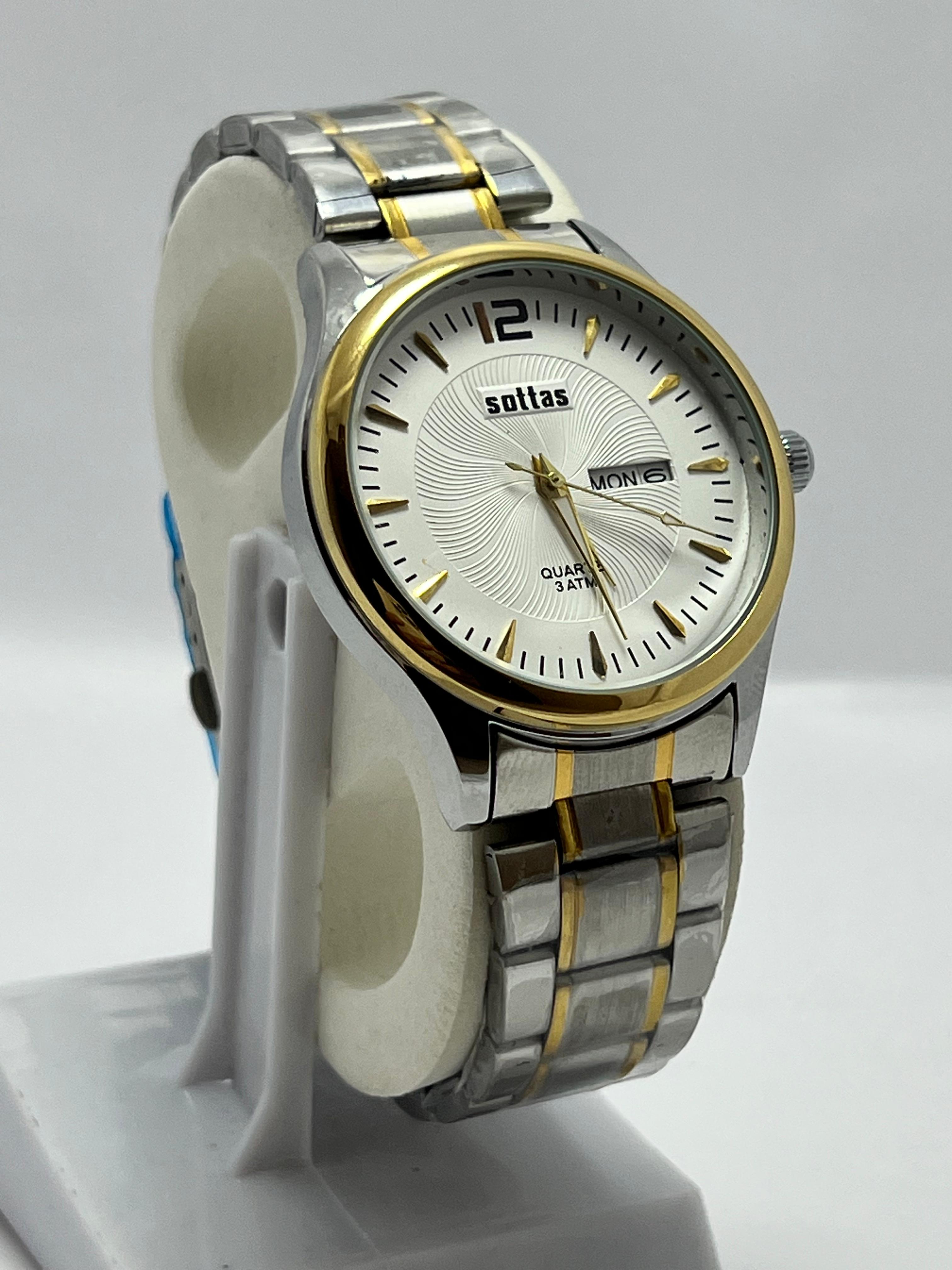 Sottas Luxury Quartz Wrist Watch – Silver & Gold Stainless Steel