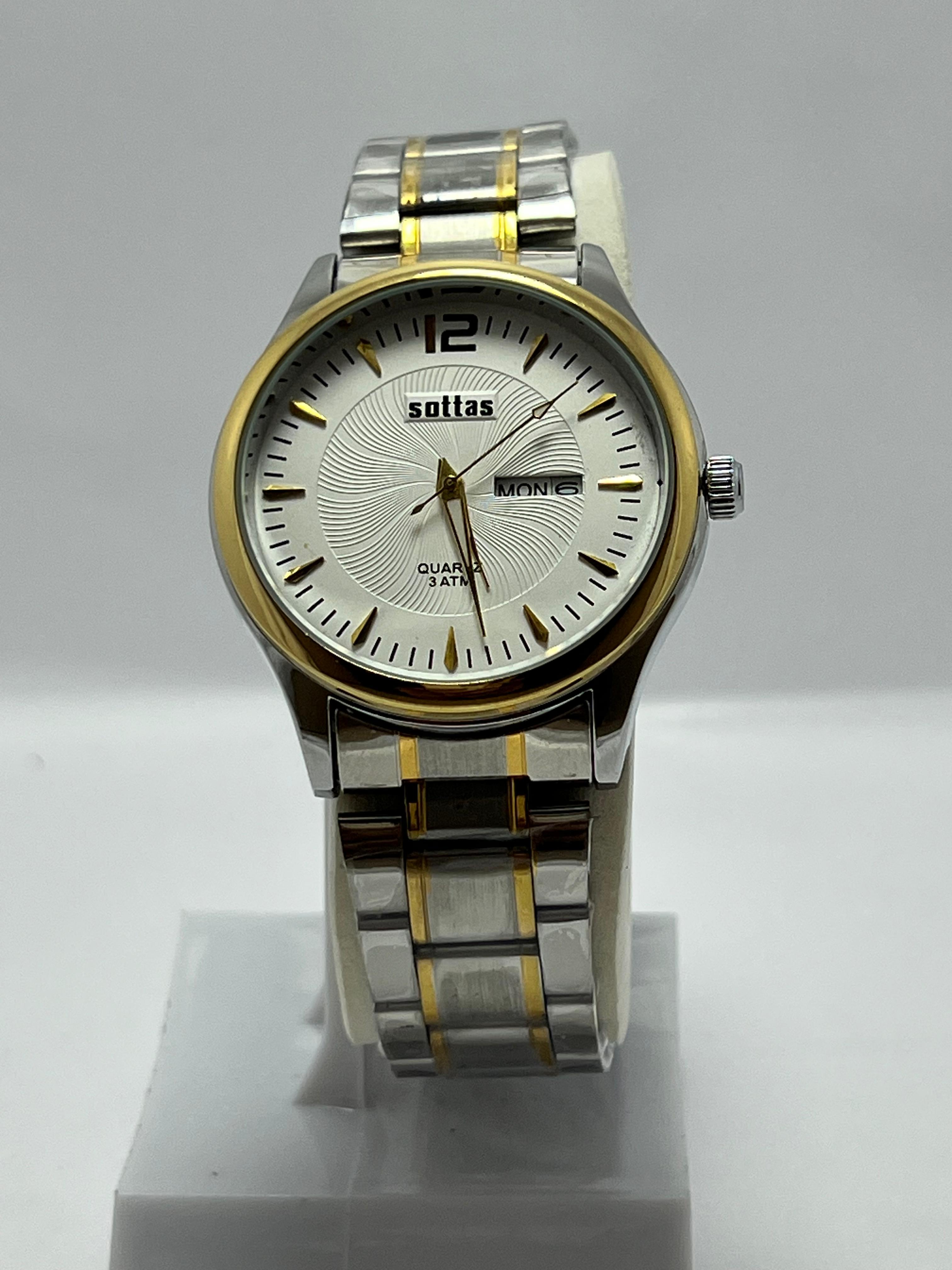 Sottas Luxury Quartz Wrist Watch – Silver & Gold Stainless Steel