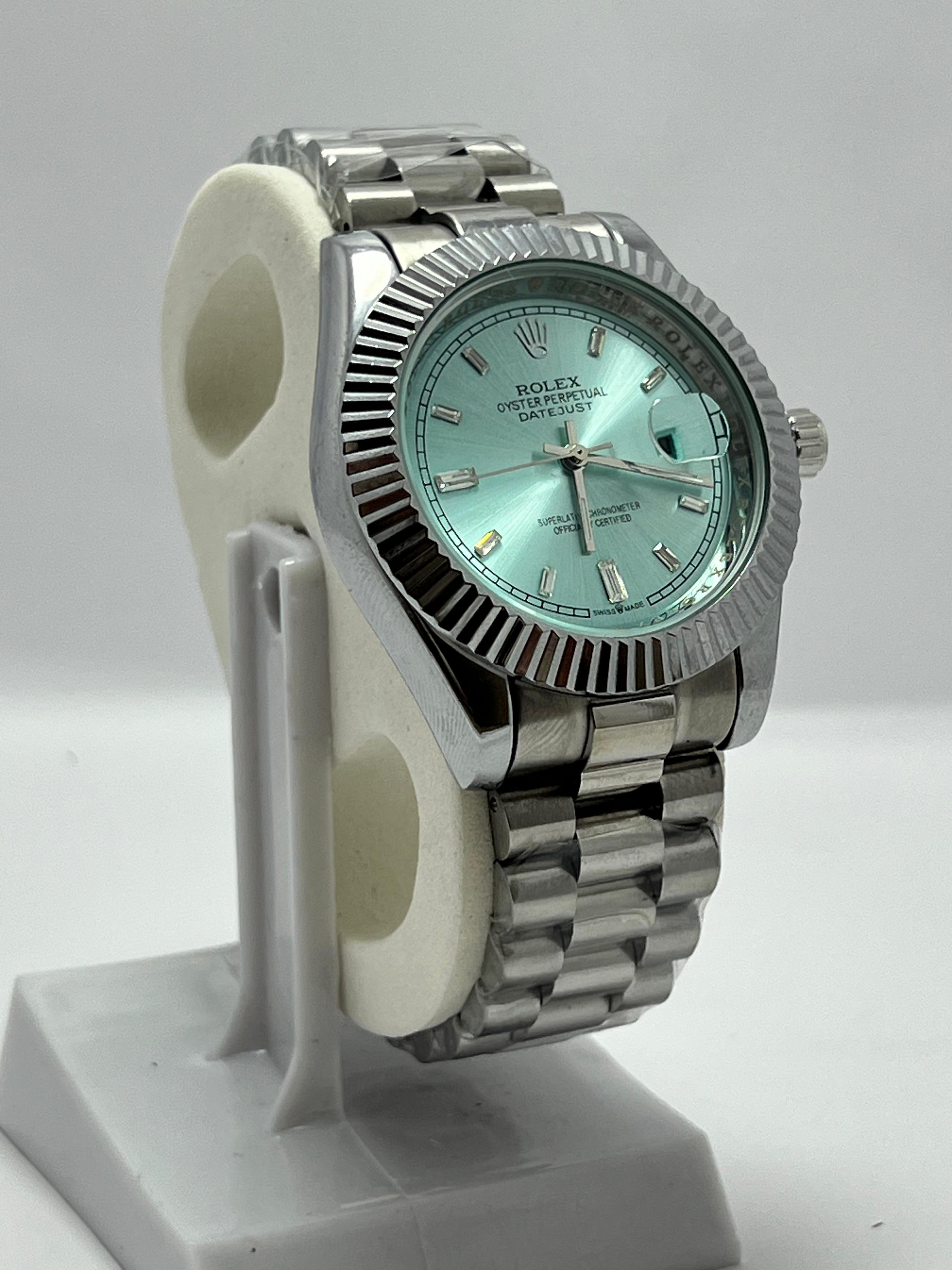 Rolex Oyster Perpetual Datejust Stainless Steel with Aqua Blue Dial
