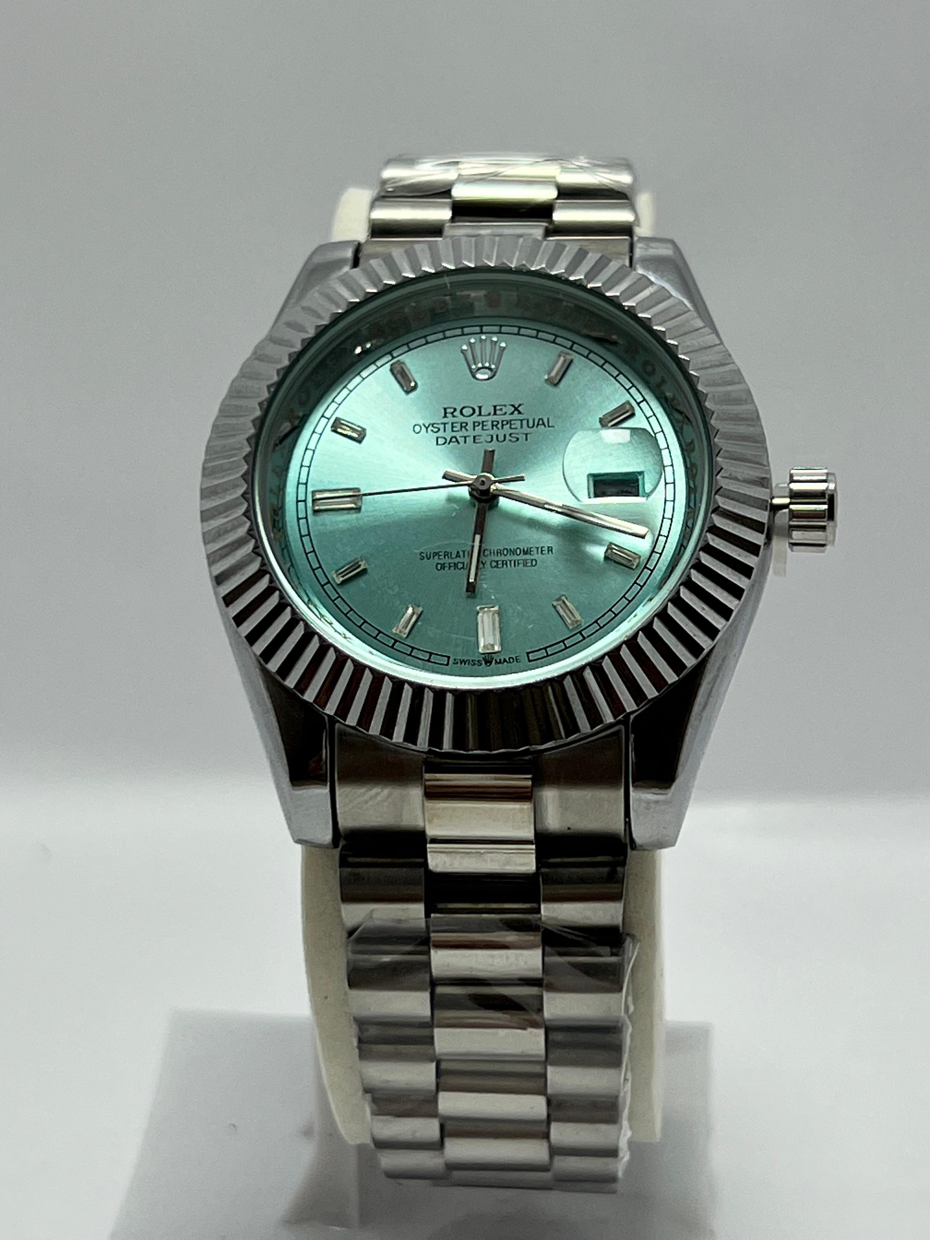 Rolex Oyster Perpetual Datejust Stainless Steel with Aqua Blue Dial