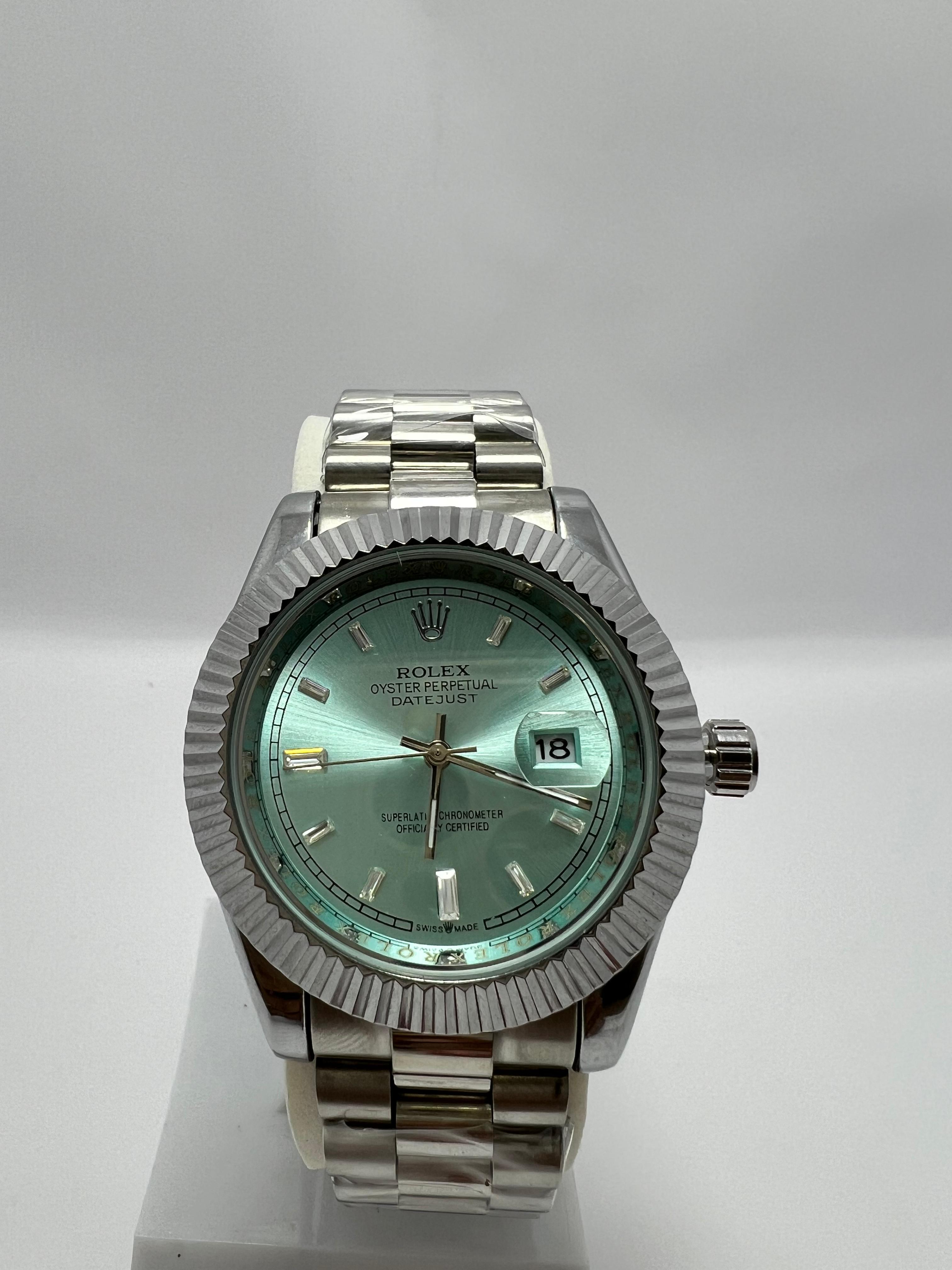 Rolex Oyster Perpetual Datejust Stainless Steel with Aqua Blue Dial