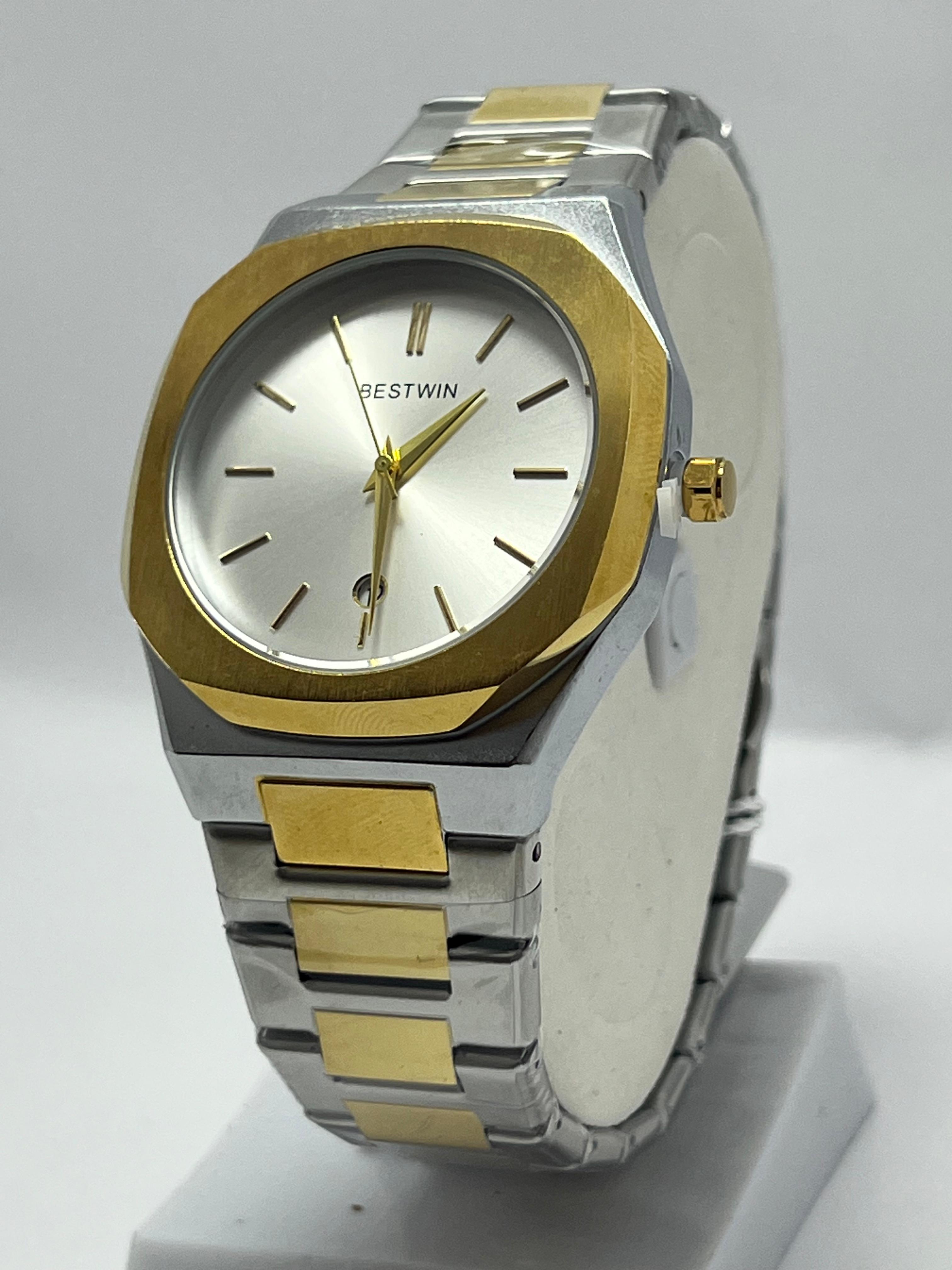 Bestwin Two-Tone Stainless Steel Quartz Watch with Silver Dial