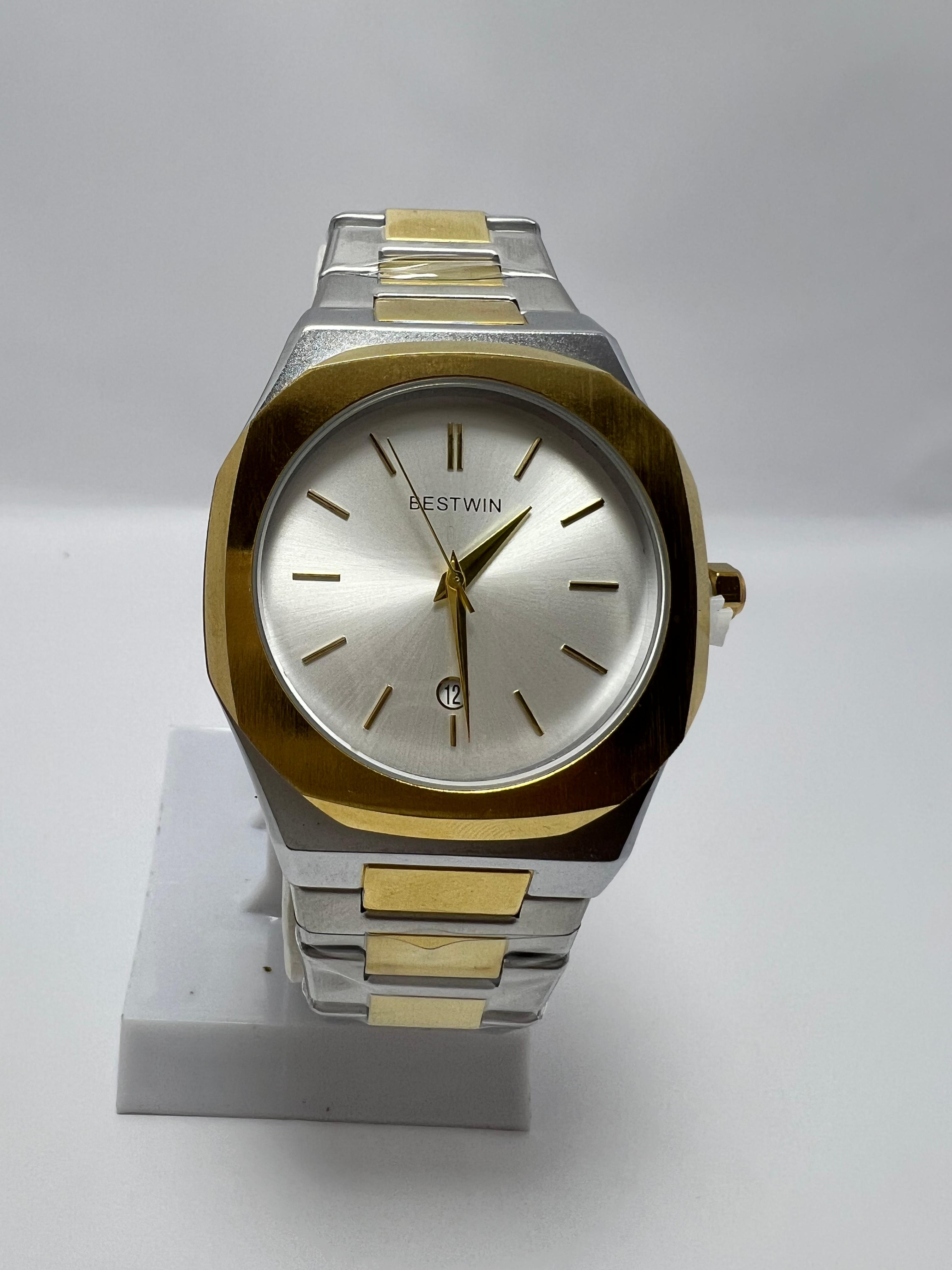 Bestwin Two-Tone Stainless Steel Quartz Watch with Silver Dial