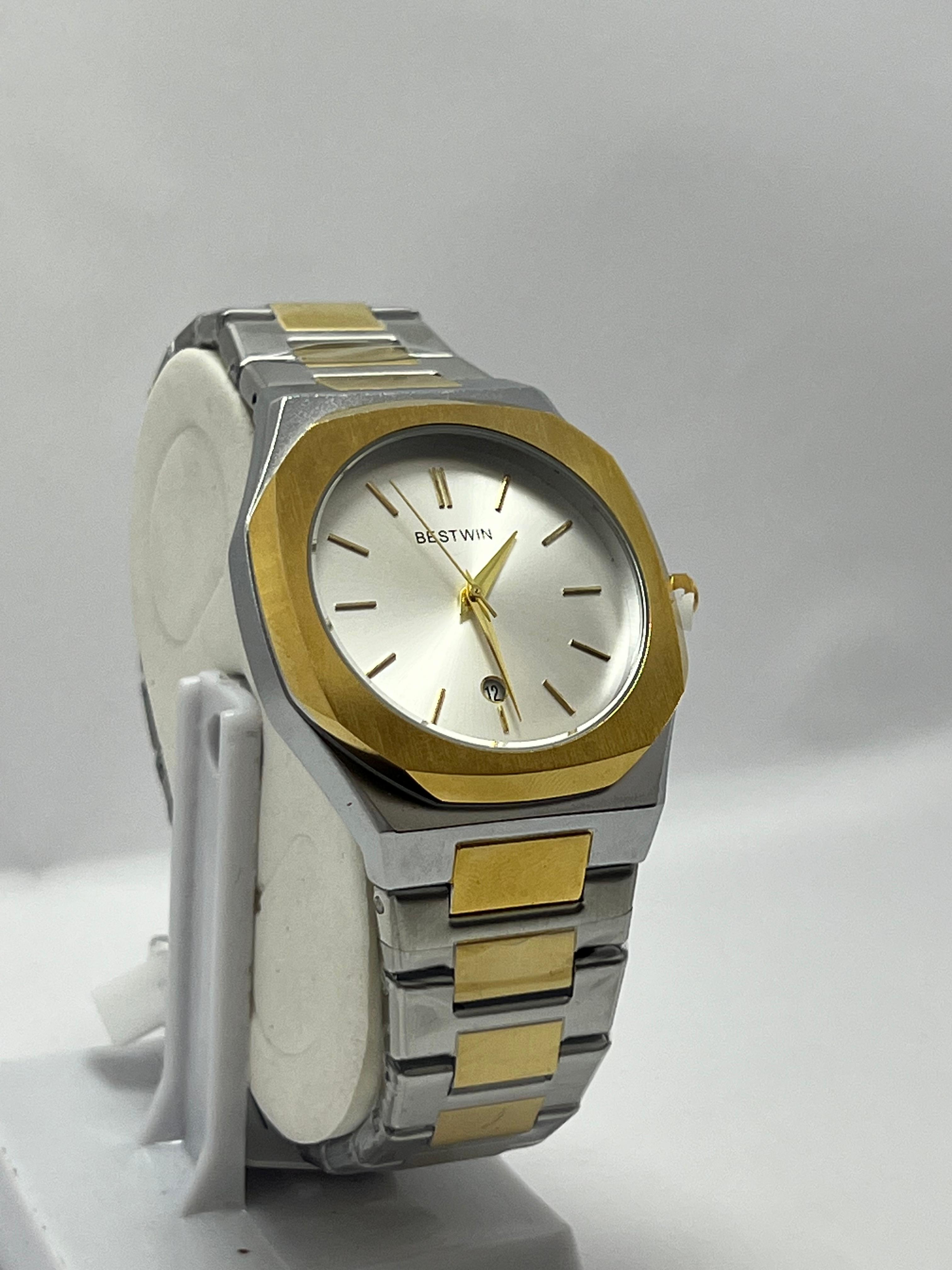 Bestwin Two-Tone Stainless Steel Quartz Watch with Silver Dial