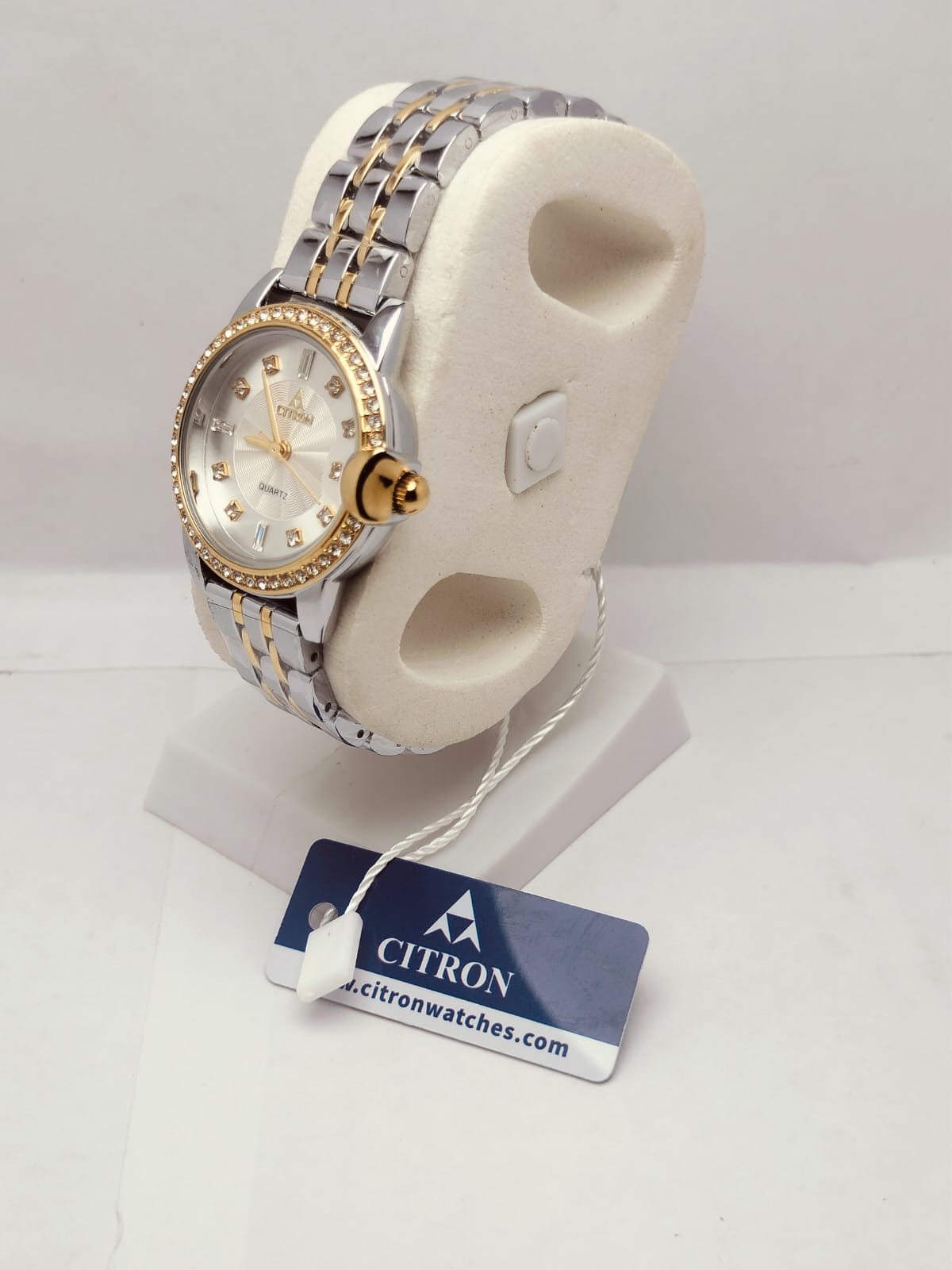Citron Women’s Luxury Watch – Silver & Gold Strap with Crystal Bezel