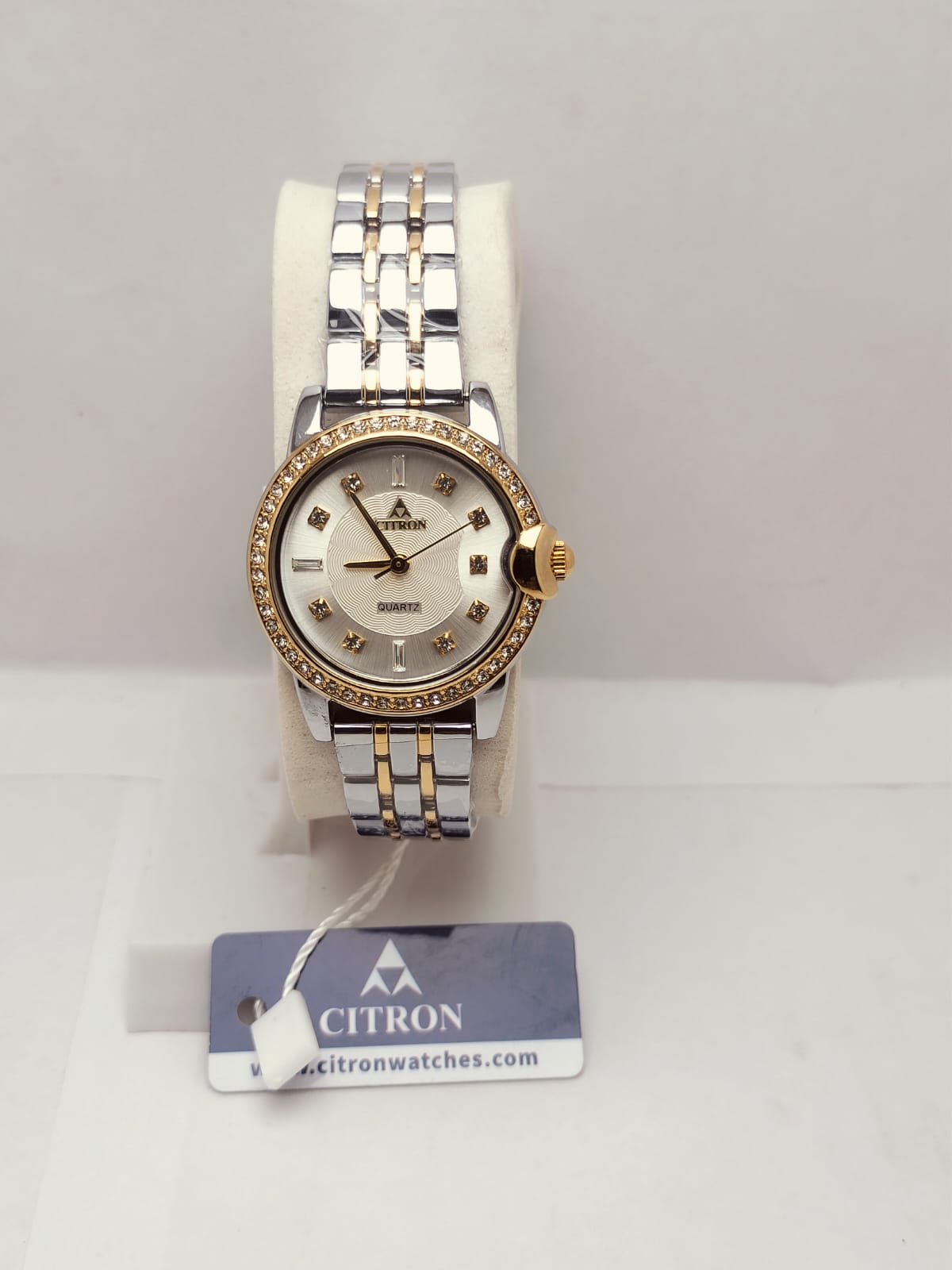 Citron Women’s Luxury Watch – Silver & Gold Strap with Crystal Bezel