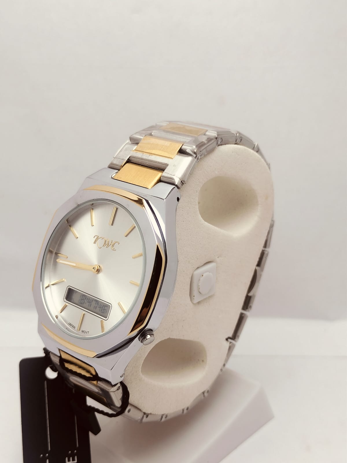 KWC Men’s Analog Digital Watch – Silver & Gold Stainless Steel Strap