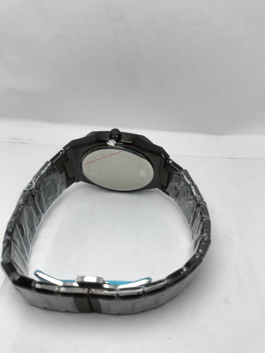 Men’s Black Stainless Steel Watch with Arabic Numerals