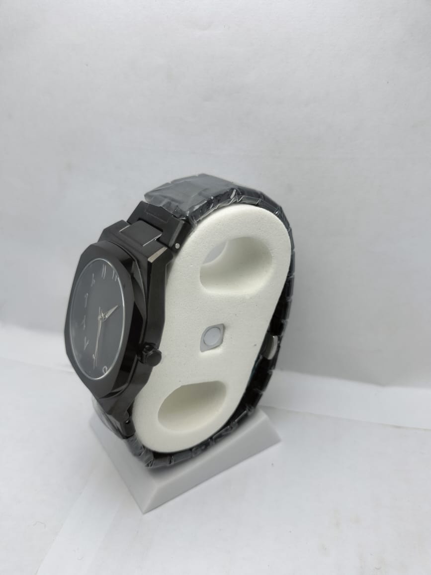 Men’s Black Stainless Steel Watch with Arabic Numerals